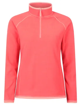 Montana' Womens Microfleece Jacket Half Zip Breathable Quick Dry Sweater Pink - Size 14 Uk - Mountain Warehouse - FashionsVida