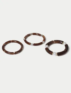 Pack Resin Beads Bracelets Brown Mix female - M&S - FashionsVida