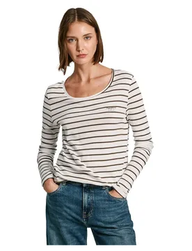 T-shirt à Manches Longues Finna Mousse White L - Pepe jeans - FashionsVida