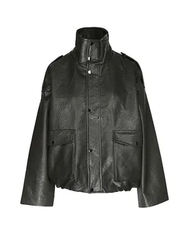 Jacke en similicuir TSTOMA vert foncé L - TopShop - FashionsVida