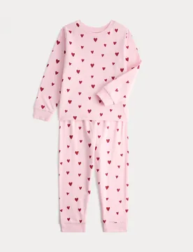 Piece Pure Cotton Patterned Pyjama Set (1-16 Yrs) Pink Mix female - M&S - FashionsVida