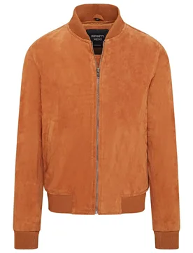 Mens Soft Goat Suede Ma-1 Varsity Bomber Jacket - Dalian - Tan - Size Large - Infinity Leather - FashionsVida
