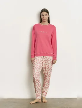 Pijama completo de mujer con bordado y manga larga - Promise - FashionsVida