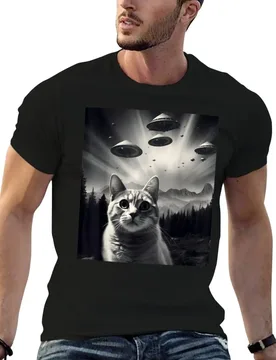 Funny Cat Selfie with UFOs T-Shirt funny t shirts cotton g man t shirts for men man t shirt designer T-shirt - Aliexpress - FashionsVida