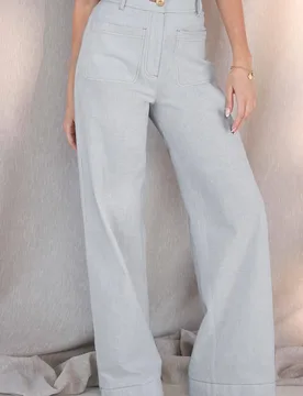 Women's Pocket Detail Stripe Trousers (31" Inside Leg) in Light Blue Size: 18 - Light Blue - Size: 18 - Sea Glass - FashionsVida