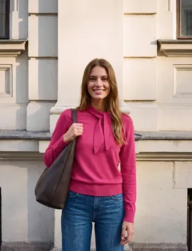 Street One Langarm Pullover mit Schalkragen female Pink - Street One Studio - FashionsVida