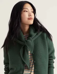 Pure Cotton Knitted Triangle Scarf Green female