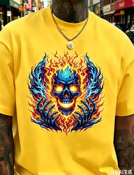 Fashion New Model Vibrant Fire Skull Skeleton Graphic Short Sleeve T-Shirt, Retro Gothic Streetwear Casual Short Sleeve Top - Aliexpress - FashionsVida