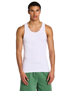 Flagship Rib Tank Men Vests - White - Size S - Cotton Jersey - White - Size: Small - LCKR - FashionsVida