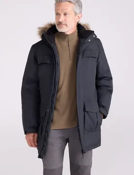 Antarctic' Mens Extreme Down Jacket Faux Fur Hood Warm Full Zip Winter Coat Charcoal Polyamide - Size 4xl - Mountain Warehouse - FashionsVida