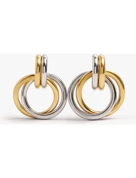 Pendientes de aro de acero inoxidable con aros entrelazados unidos - Parfois - FashionsVida