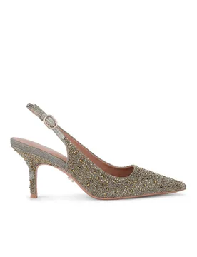 Women's 'Spirit Sling Jewel' Fabric Heels in Gold Size: 4 - Gold - Size: 4 - Carvela - FashionsVida