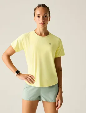 Women's Chase II Short Sleeved Running T-Shirt in Yellow Size: 14 - Yellow - Size: 14 - Dare 2b - FashionsVida