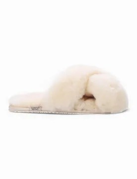 Womens Sheepskin Slippers Winter Fur Crossover - - Size: 3 - Infinity - FashionsVida