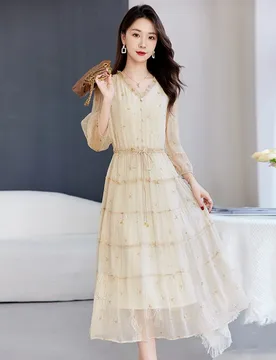 Mulberry Silk Dress Women Blue Elegant Loose Fit Midi Dress Plus Size XXXL Slimming Real Silk Clothing 8680 - Aliexpress - FashionsVida