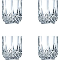 Juego de 4 vasos bajos de cristal Longchamp Cristal d'Arques