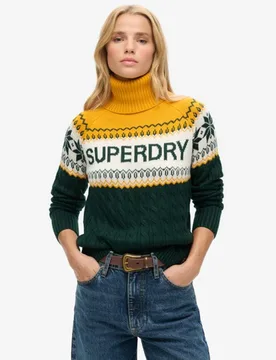 Superdry Damen Aspen Ski Strickpullover Gelb - Größe: 36 - 119.99 - FashionsVida