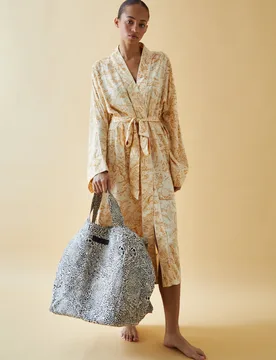 Tara Hidden Leopard Print Tote Bag In Cream - One Size - Lily and Lionel London Limited - FashionsVida