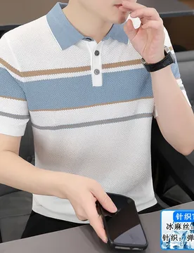 Summer New Style Men's Fashion Casual Knitted Hemp Silk Polo Shirt With Jacquard Short Sleeve T-Shirt - Aliexpress - FashionsVida