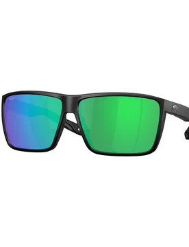 Rincon Ii Polarized Sunglasses Matte Black 02 Green Mirror 580P/CAT3 Men - Costa - FashionsVida
