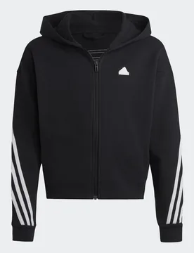 Hoodie Future Icons 3-Stripes Full-Zip 9-10A Black / White - Adidas - FashionsVida