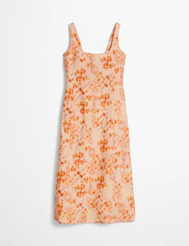 Vestido de lino recortado con forma con detalle de nudo en la espalda - MARC O'POLO - FashionsVida