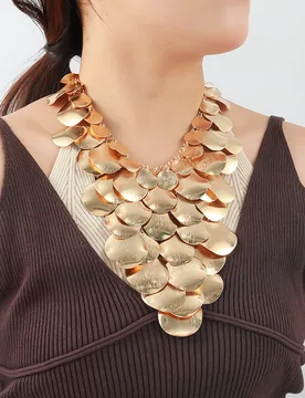 New Gold Color Irregular Geometric Layered V-Shaped Pendant Necklace for Women European American Trendy Simple Collar Jewelry - Aliexpress - FashionsVida