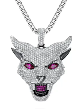 VANAXIN Wolf Head Pendant Necklace Men's Women's Iced Out Red Eyes Zircon Animal Hip Hop Rock Jewelry Party Accessories - Aliexpress - FashionsVida