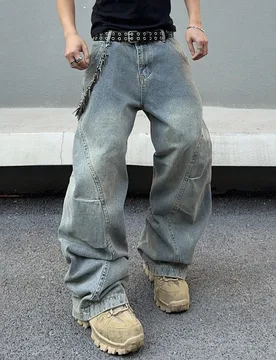 Jeans vaqueros casuales holgados con bolsillos y pierna ancha versátiles para hombre S - Shein - FashionsVida