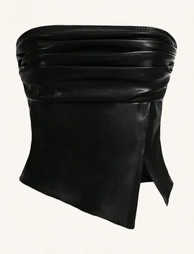 Top de mujer con plisado de moda, borde asimétrico y bajo, apropiado para salir y fiestas. Top navideño con volantes, hendidura lateral y bajo tipo - Shein - FashionsVida