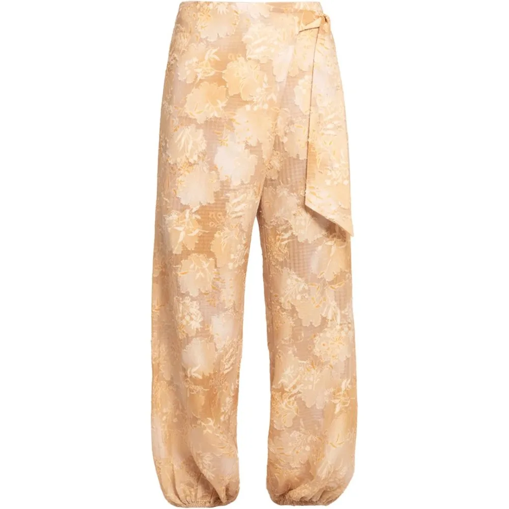 Pantalón ancho de mujer abullonado con estampado floral - The-Are - FashionsVida