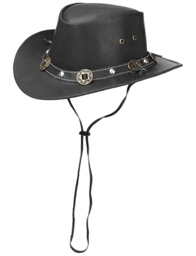 Concho Leather Hat by - black - Female - Size: XL (60-61 cm) - Scippis - FashionsVida