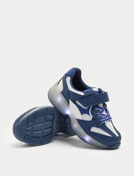 Kids' Chunky Light Up Trainers (4 Small - 2 Large) Blue Mix male - M&S - FashionsVida