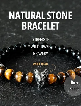 Natural Healing Stone Tiger Eye & Obsidian Beaded Bracelet Wolf Head Charm for Man & Women Protection Bracelet Gifts for Friends - Aliexpress - FashionsVida