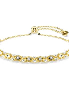 Braccialetto Dextera, Taglio Round, Bianco, Finitura oro 18K OS - Swarovski - FashionsVida