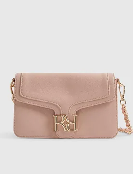Faux Leather Flap Front Shoulder Bag Pink female - River Island - FashionsVida