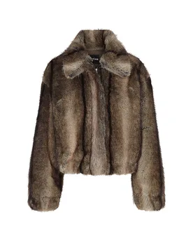 Veste aspect fourrure LUCY marron 38 - Studio - FashionsVida