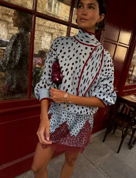 Round Neck Animal Print Jumper Blue Mix female - Never Fully Dressed - FashionsVida
