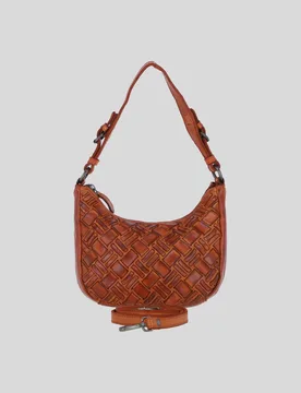 Women's Leather Woven Design Shoulder & Crossbody Bag with Dual Strap Option in Tan - Tan - Size: One Size - Ashwood Leather - FashionsVida