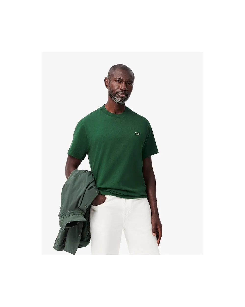 Mens Classic Fit Cotton Jersey T-Shirt - Green - Size Medium - Lacoste - FashionsVida