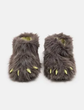 Kids' Monster Claw Slippers (4 Small - 7 Large) Charcoal male - M&S - FashionsVida