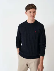 Cotton Cable Crew Neck Jumper Light Blue male