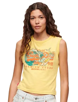 T-shirt Sans Manches La Graphic Sun Yellow Marl XS - Superdry - FashionsVida