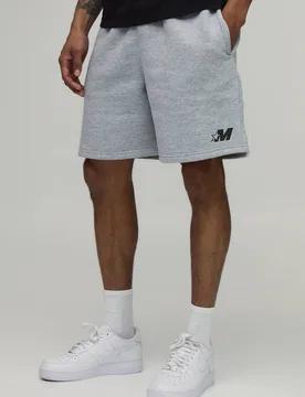Herren Baggy Fit M Star Jersey Shorts Grey Marl Größe Medium - boohooMAN - FashionsVida