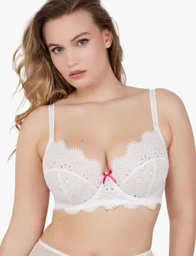 Women's Camille White Broderie Balconette Bra Size: 30DD - White - Size: 30DD - Playful Promises - FashionsVida