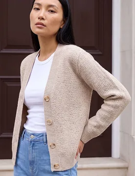 Women's Soft Shimmer Knit Cardigan Sweater in Stone Size: 16 - Stone - Size: 16 - Roman - FashionsVida