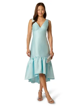 Women's Tie Mikado Midi Dress in Blue Size: 6 - Blue - Size: 6 - Adrianna Papell - FashionsVida