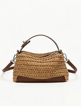 Pieza Bolso de mano exquisito nuevo para mujer de verano, bolso de hombro y bandolera tipo almohada dumpling, tejido de unicolor, bolso de paja para v - Shein - FashionsVida