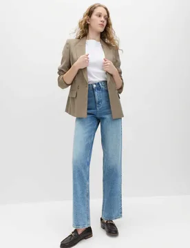 High Waisted Straight Leg Jeans Light Indigo female - M&S - FashionsVida