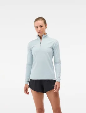 Women's GlideTech Quarter Zip Jacket in Mineral Blue, Size XS - HOKA - FashionsVida